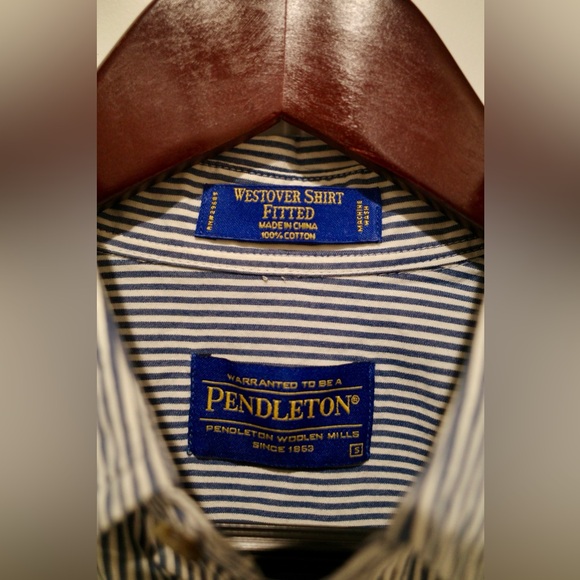 Pendleton Westover Shirt Fitted Flannel Button Up - Blue White - Small - Picture 3 of 4